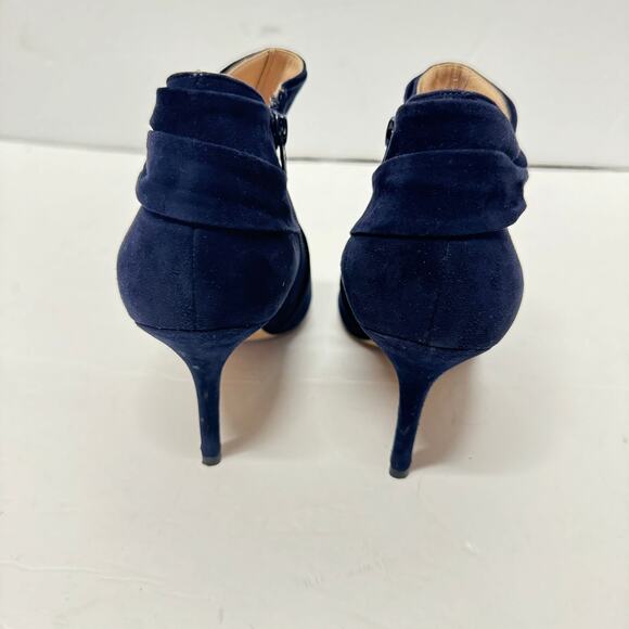 Oscar de la Renta Blue Suede Leather Heeled Ankle Booties Size 36.5/6 Italy - Picture 5 of 7